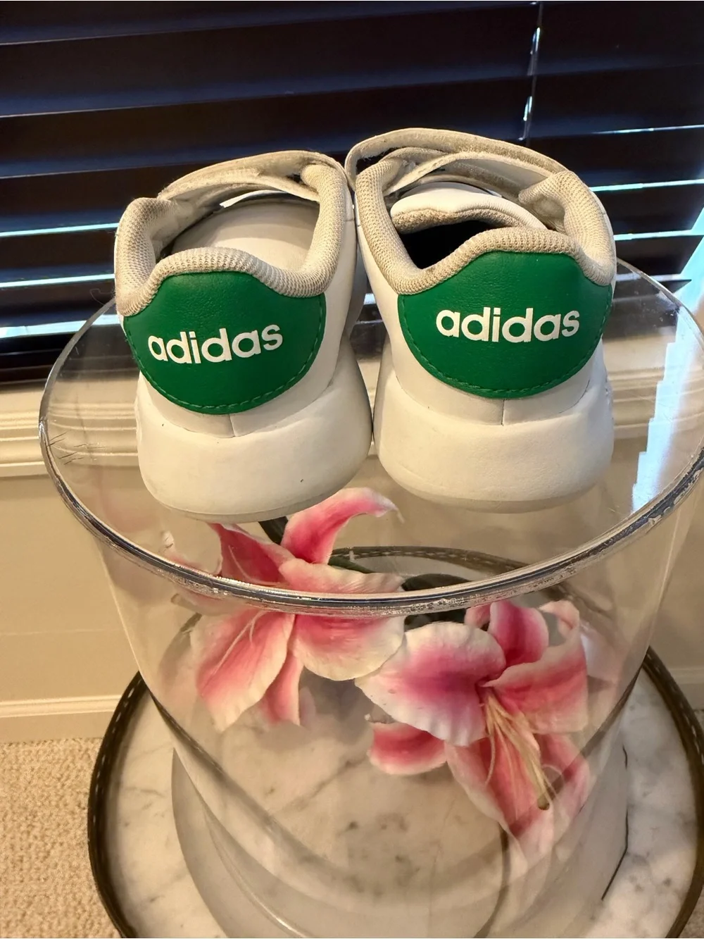 Adidas Kids White /Green Sneakers Toddler Size 7K EU 23.5
